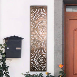 Solar Bronze Metal Filigree Wall Panel Art with Circle Pattern, 8 x 33 Inches | Shop Garden Decor by Exhart