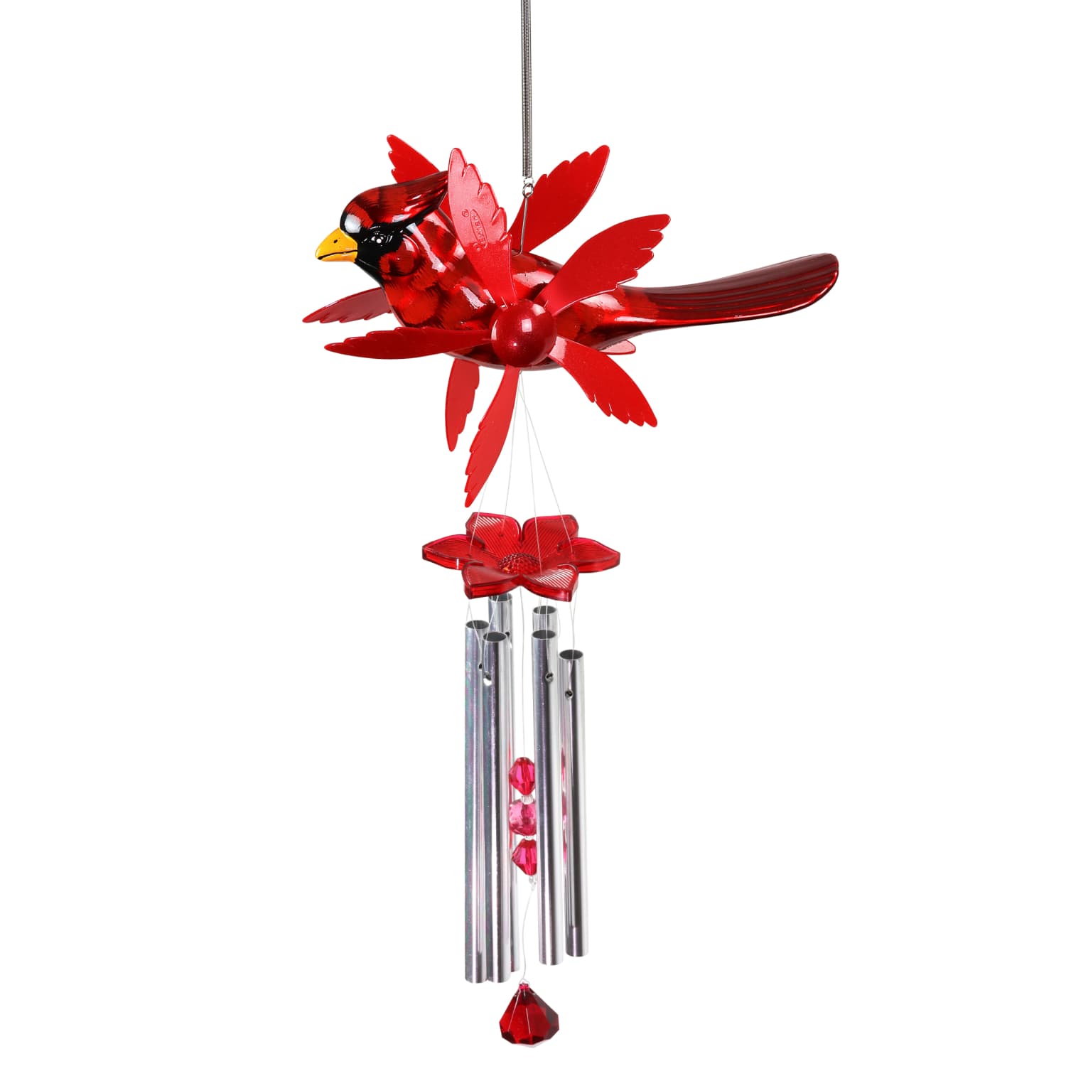 Metallic Cardinal Whirligigs Spinning Windchime - Thumbnail 3