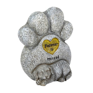 Solar Dog Paw Print Memorial Garden Stone Marker, 7.5 x 4.5 x 8 Inches | Shop Garden Decor by Exhart
