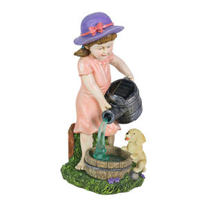 Solar Girl Pouring Water Garden Statue, 12 Inch | Shop Garden Decor by Exhart