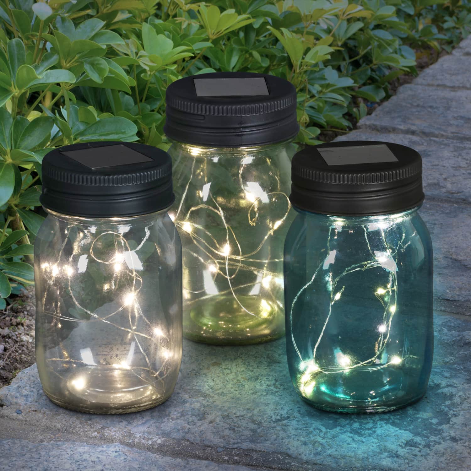 3 Piece Solar Glass Firefly Light Jar Set - Thumbnail 3