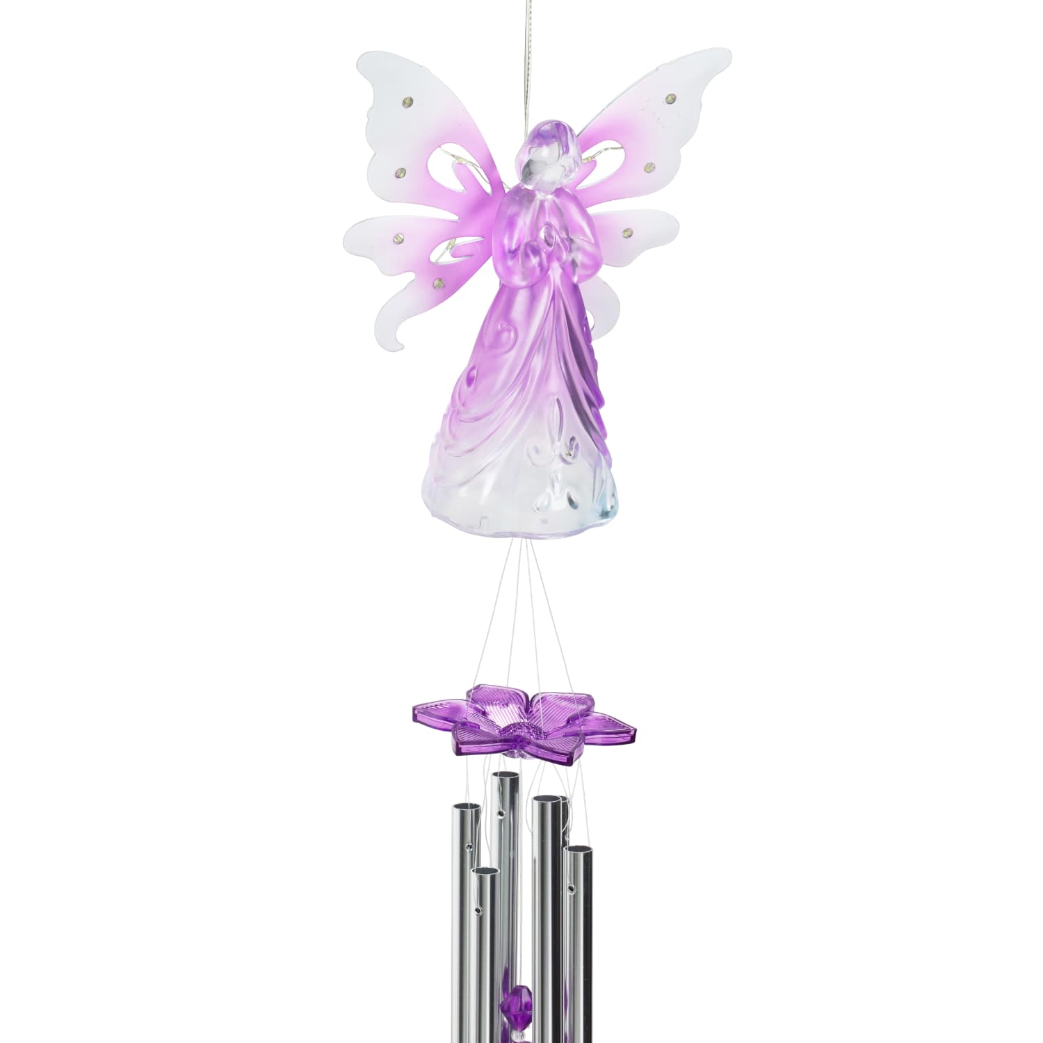 Large Solar Acrylic Purple Angel Wind Chime - Thumbnail 3