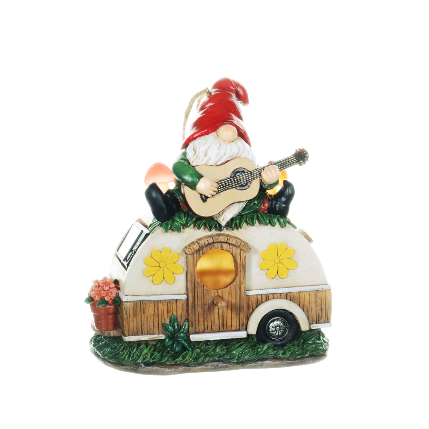 Solar Guitar Gnome on a Camper Hanging Bird House - Thumbnail 3
