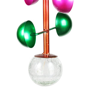 Art-In-Motion Colorful Hanging Helix Metal Cup Spinner with Glass Crackle Ball, 9.5 by 19 Inches | Shop Garden Decor by Exhart