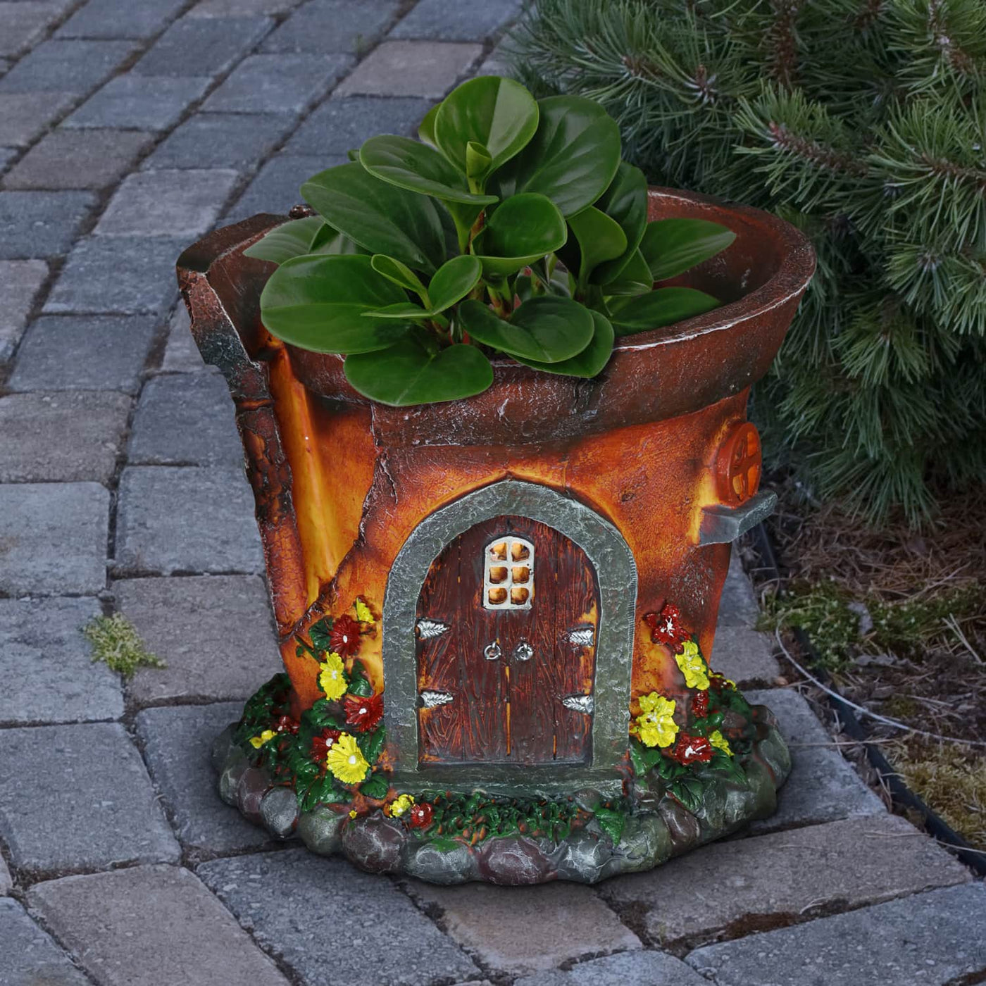 fairy house plant pot Solar Fairy House Flower Pot Garden Statue, 8 by 7 Inches