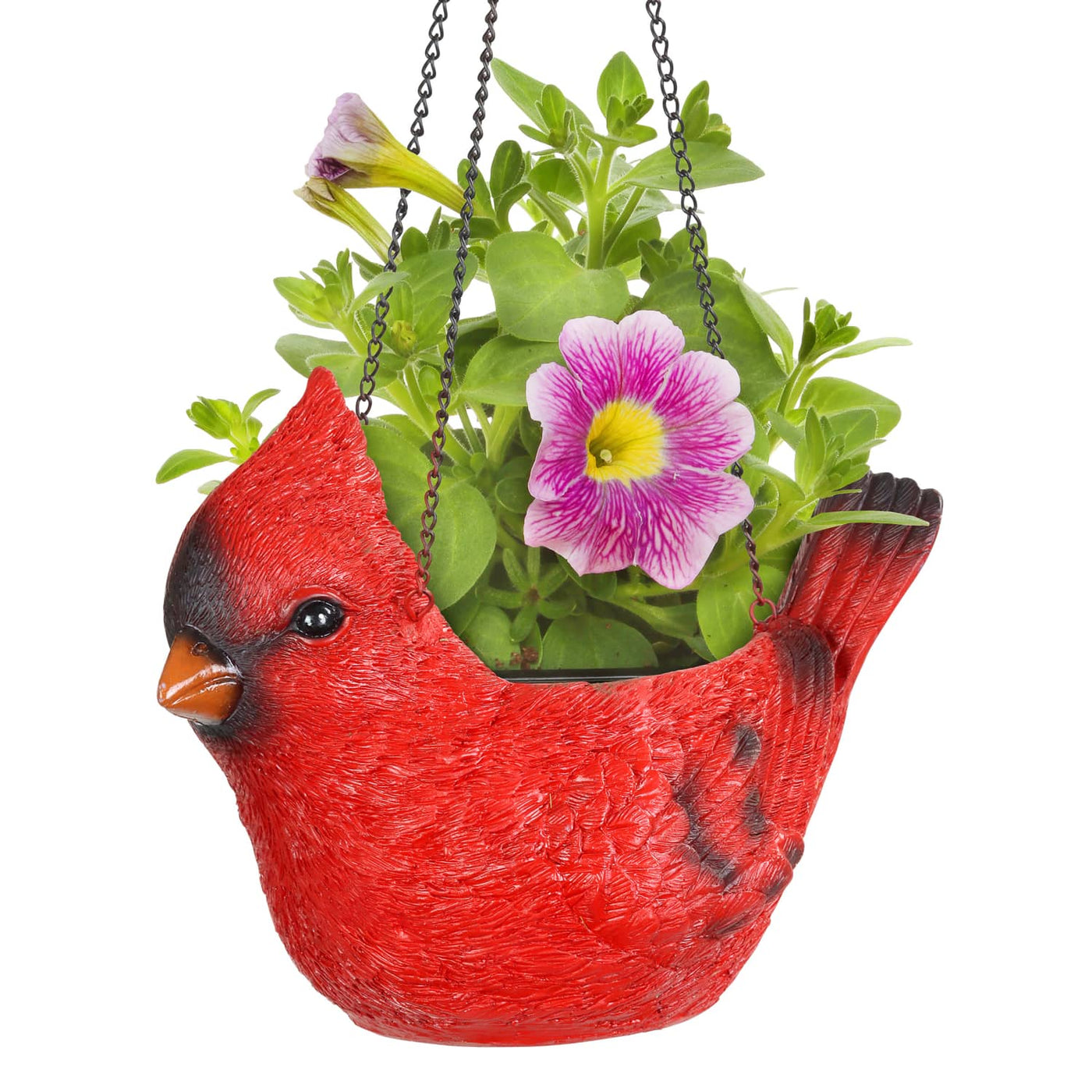 red shed metal hanging planter Hand Painted Red Cardinal Resin Hanging Basket Planter, 9 Inches