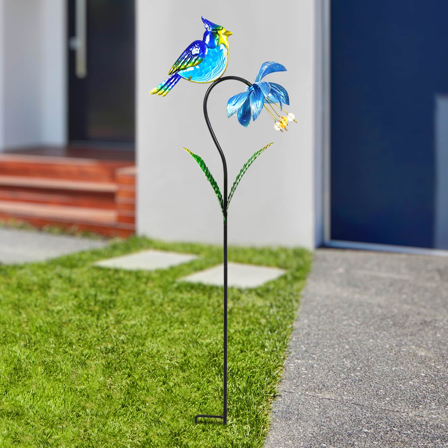 Exhart Spinning Flower with Bird Metal Garden Stake - Thumbnail 4