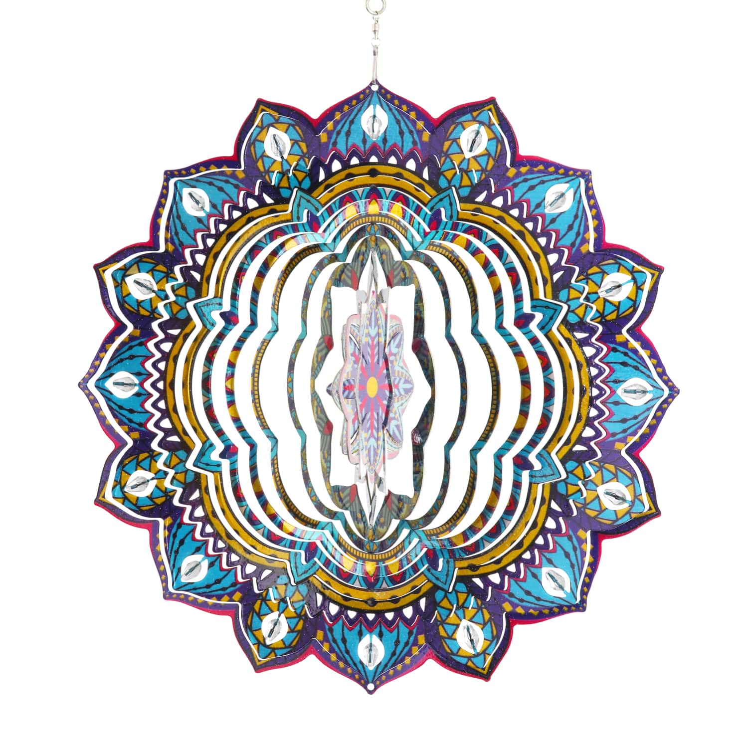 Laser Cut Mandala Hanging Starburst Wind Spinner with Bead Details, 12 Inch | Shop Garden Decor by Exhart