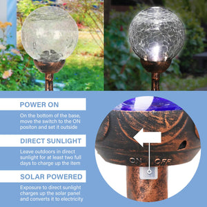 Solar Crackle Glass Ball Garden Stake with Metal Finial in Clear, 4 by 31 Inches | Shop Garden Decor by Exhart