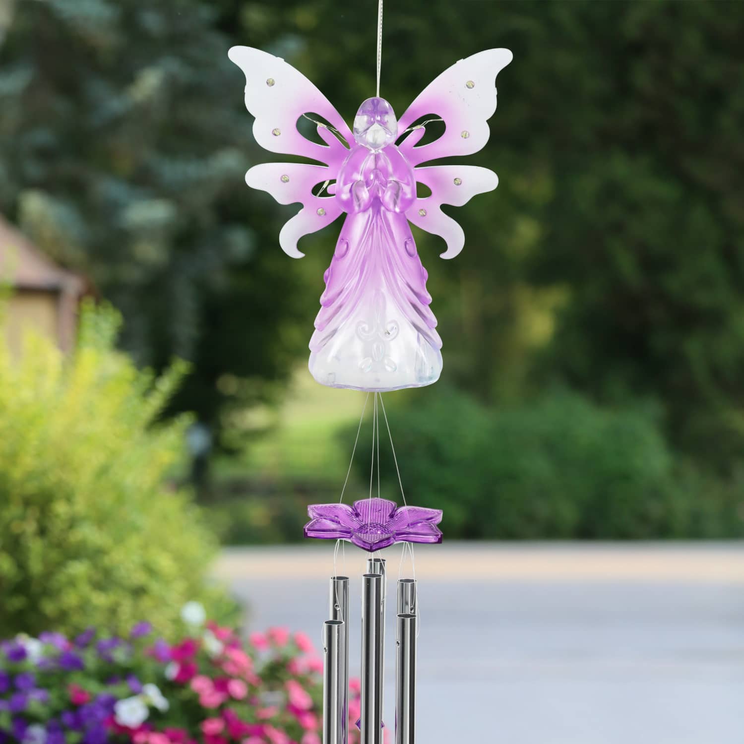 Large Solar Acrylic Purple Angel Wind Chime - Thumbnail 5