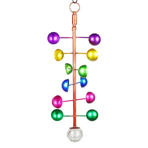 Art-In-Motion Colorful Hanging Helix Metal Cup Spinner with Glass Crackle Ball, 9.5 by 19 Inches | Shop Garden Decor by Exhart