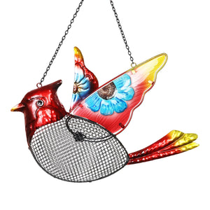 Cardinal Bird Feeder With Metal Mesh Seed Basket, 15 by 18 Inches | Shop Garden Decor by Exhart