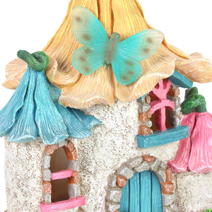 Solar Pastel Petal Roof Fairy House Garden Statue, 9 x 7 x 11 Inches | Shop Garden Decor by Exhart
