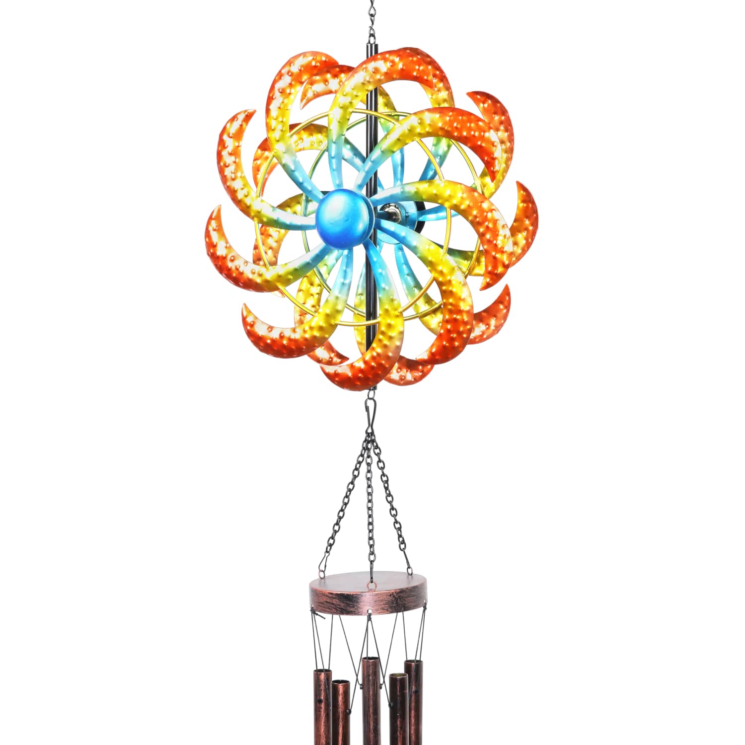 Large Rainbow Dual Spinner Metal Wind Chime - Thumbnail 4