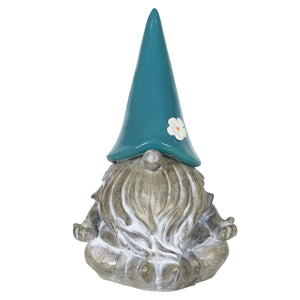 Good Time Solar Gnamaste Meditating Gnome Statue with Teal Hat, 11 Inch | Shop Garden Decor by Exhart