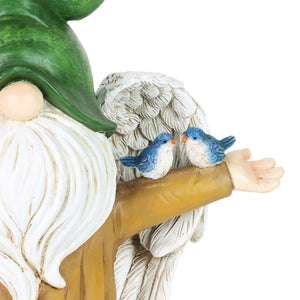 Angel Garden Gnome Statue with Wings, Birds, and Tree Trunk Body, 9 x 4.5 x 9.5 Inches | Shop Garden Decor by Exhart