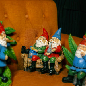 Good Time Bud Buddies Gnomes Smoking Marijuana with Light Up LEDs on a Battery Timer, Indoor or Outdoor, 10 Inch | Exhart