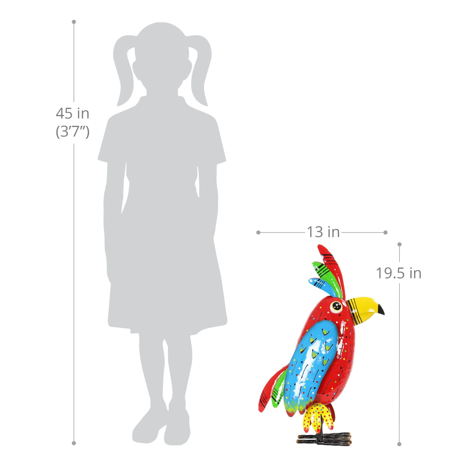 Colorful Metal Garden Bird Statue - Thumbnail 5