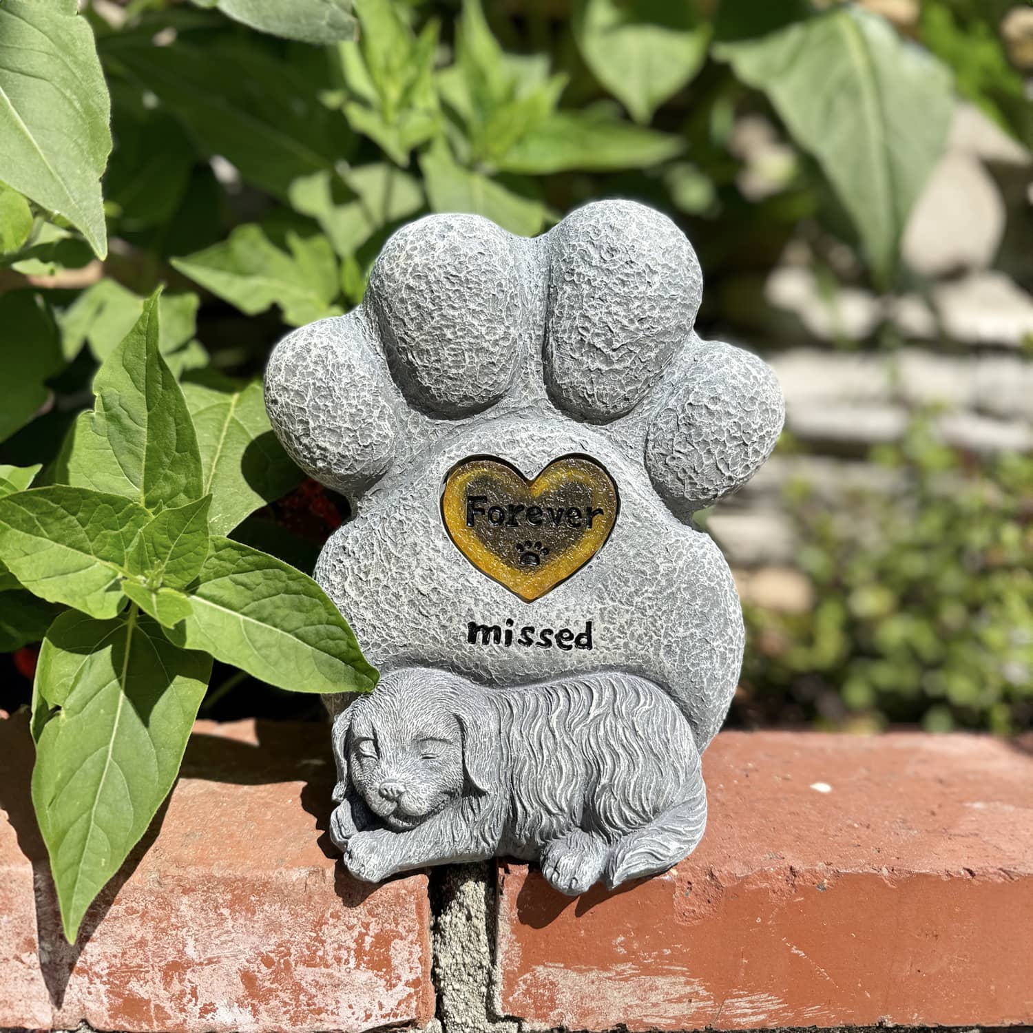 Exhart Dog Paw Print Memorial Garden Stone Marker - Thumbnail 2