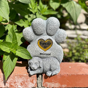 Solar Dog Paw Print Memorial Garden Stone Marker, 7.5 x 4.5 x 8 Inches | Shop Garden Decor by Exhart