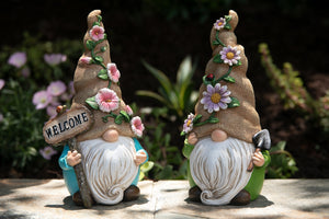 Hand Painted Burlap Hat Garden Gnome Statuary with a Spade, 6 by 10.5 Inches | Shop Garden Decor by Exhart