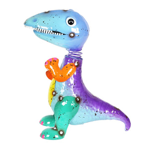 Hand Painted Metal Dinosaur Statuary, 8.5 by 12 Inches | Shop Garden Decor by Exhart