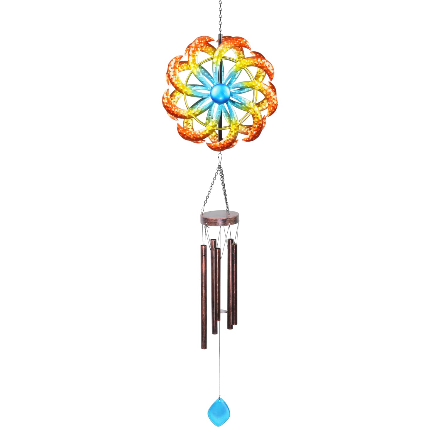 Large Rainbow Dual Spinner Metal Wind Chime - Thumbnail 2