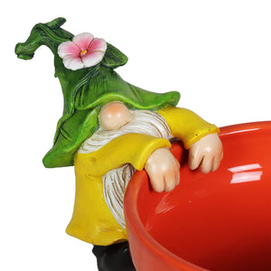 Three Piece Hand Painted Leaf Hat Pot Percher Gnome Set, 3.5 by 4.5 | Shop Garden Decor by Exhart