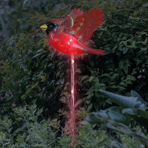 Solar WindyWing Cardinal Garden Stake with Red LED Lights, 7 Inch | Shop Garden Decor by Exhart