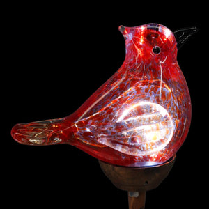 Solar Glass Red Cardinal with Metal Finial Garden Stake, 5.5 by 31 Inches | Shop Garden Decor by Exhart