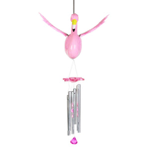 Large WindyWings Pink Flamingo Wind Chime, 13 by 24 Inches | Shop Garden Decor by Exhart