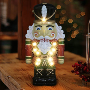 Hand Painted Nutcracker Soldier with LED Uniform on a Battery Powered Automatic Timer, 12 Inch | Shop Garden Decor by Exhart