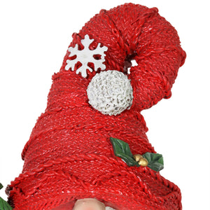 Red Hat Holiday Gnome with LED Christmas Tree on a Battery Powered Automatic Timer, 8.5 Inch | Shop Garden Decor by Exhart