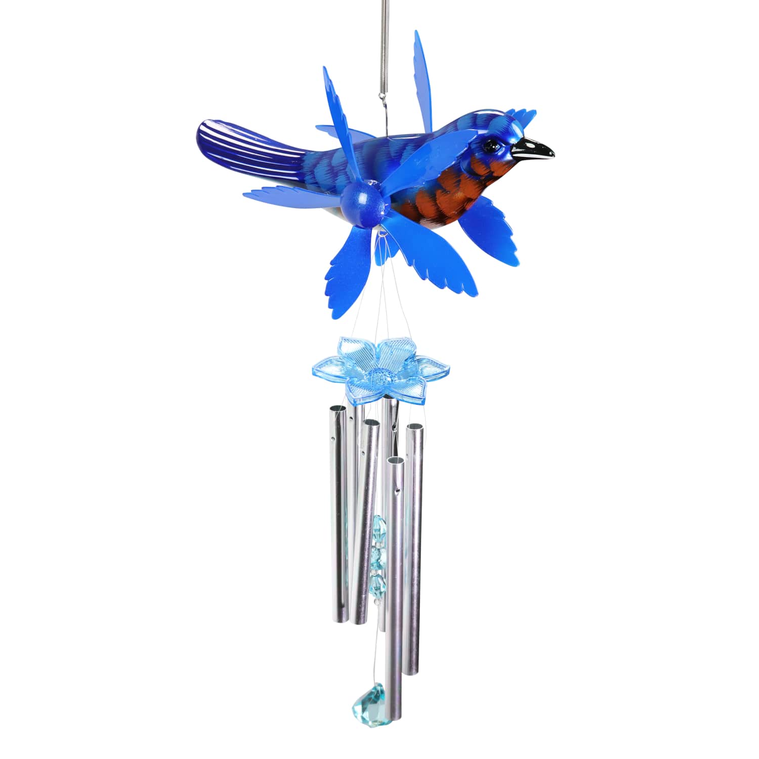 Metallic Blue Bird Whirligigs Spinning Windchime - Thumbnail 2