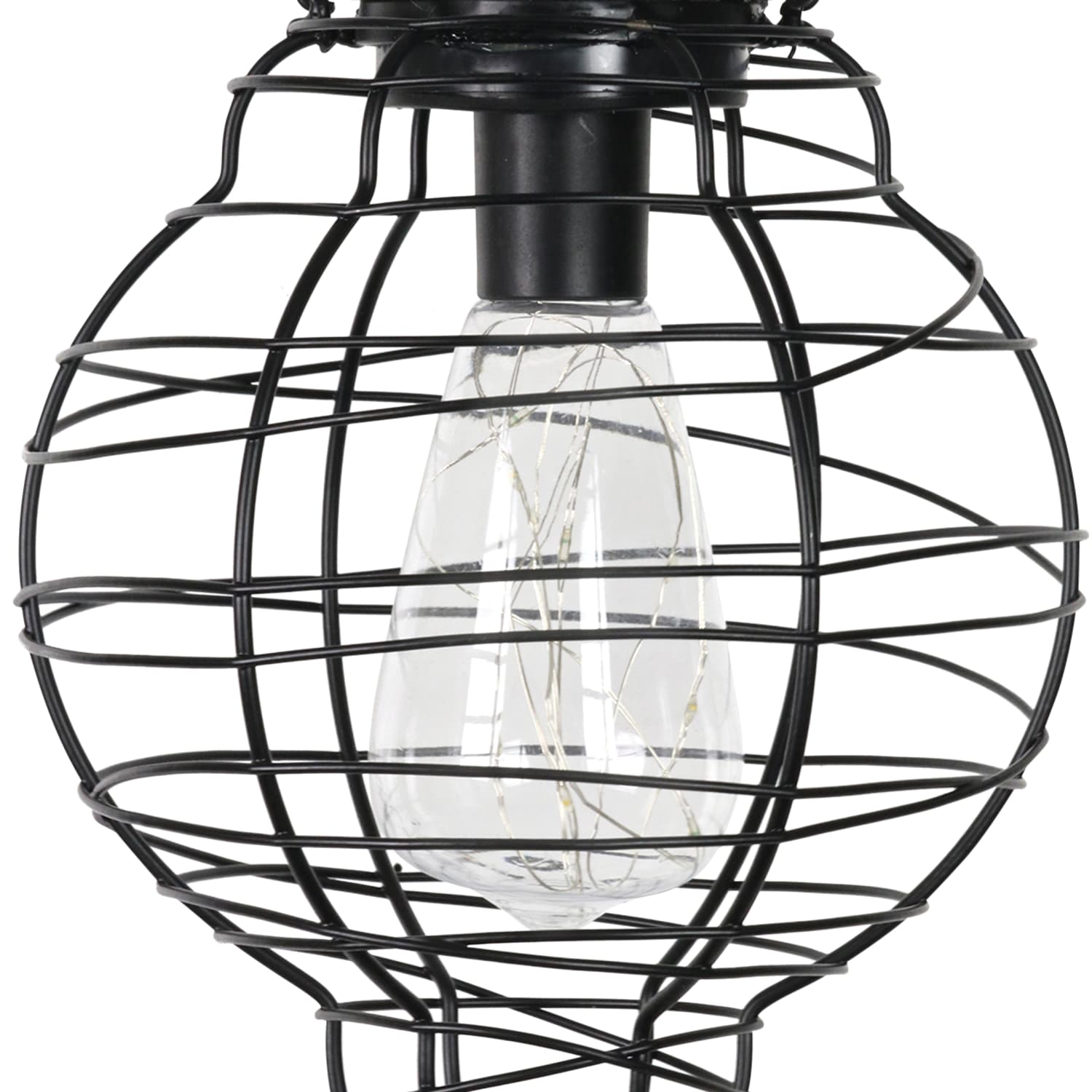 Solar Metal Wire Hanging Lantern with 10 Warm White LEDs - Thumbnail 2