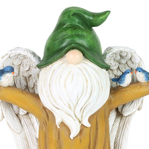Angel Garden Gnome Statue with Wings, Birds, and Tree Trunk Body, 9 x 4.5 x 9.5 Inches | Shop Garden Decor by Exhart