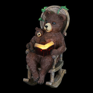 Solar Bear Reading a Story in a Rocking Chair, 12 Inch | Shop Garden Decor by Exhart