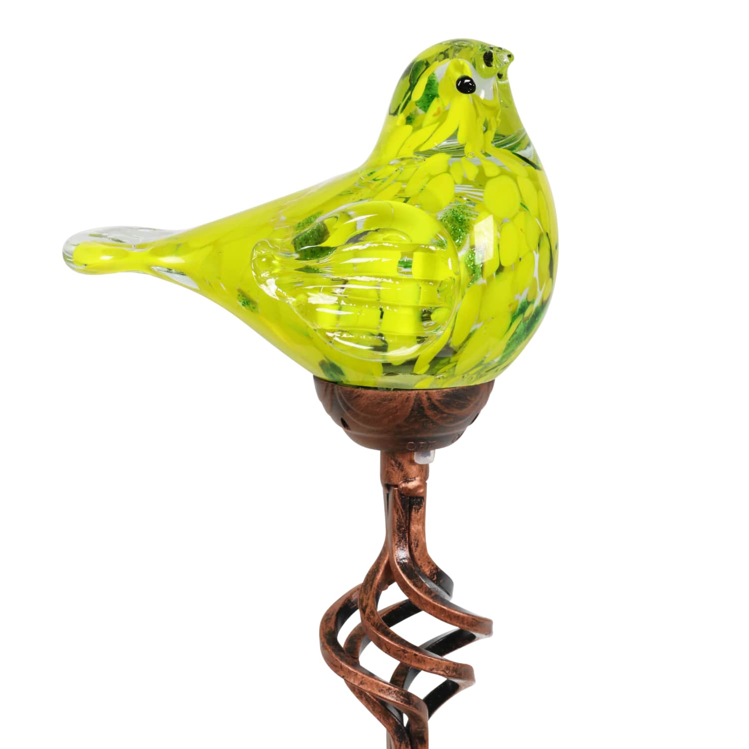 Solar Hand Blown Glass Bird Garden Stake in Yellow, 6 by 31 Inches | Shop Garden Decor by Exhart
