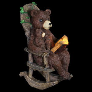 Solar Bear Reading a Story in a Rocking Chair, 12 Inch | Shop Garden Decor by Exhart