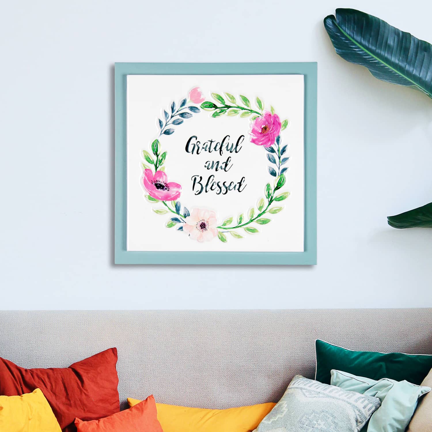 Grateful and Blessed Framed Metal Hanging Wall Décor - Thumbnail 5