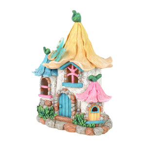 Solar Pastel Petal Roof Fairy House Garden Statue, 9 x 7 x 11 Inches | Shop Garden Decor by Exhart