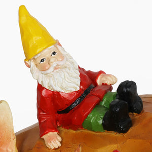 Solar Wood Like Fox with Gnomes Garden Statuary, 6 by 10 Inches | Shop Garden Decor by Exhart