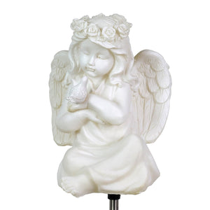 Solar Little Girl Angel Garden Stake in Resin, 5.5 by 30 Inches | Shop Garden Decor by Exhart