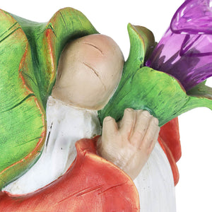 Solar Garden Gnome with LED Lily Statuary, 10 Inch | Shop Garden Decor by Exhart