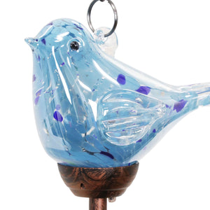 Solar Hand Blown Pearlized Glass Bird Wind Chime in Turquoise, 7 by 44 Inches | Shop Garden Decor by Exhart