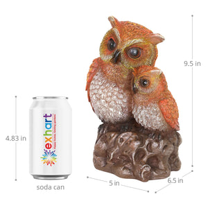 Solar Snuggling Owl and Owlet Garden Statue, 5 by 9 Inches | Shop Garden Decor by Exhart