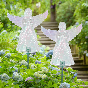 2 Piece Clear Angel WindyWing Garden Stakes, 4.5 by 30 Inches | Shop Garden Decor by Exhart