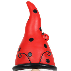 Solar Ladybug Hat Lady Gnome Statue with Pink Flower, 5 by 12.5 Inches | Shop Garden Decor by Exhart