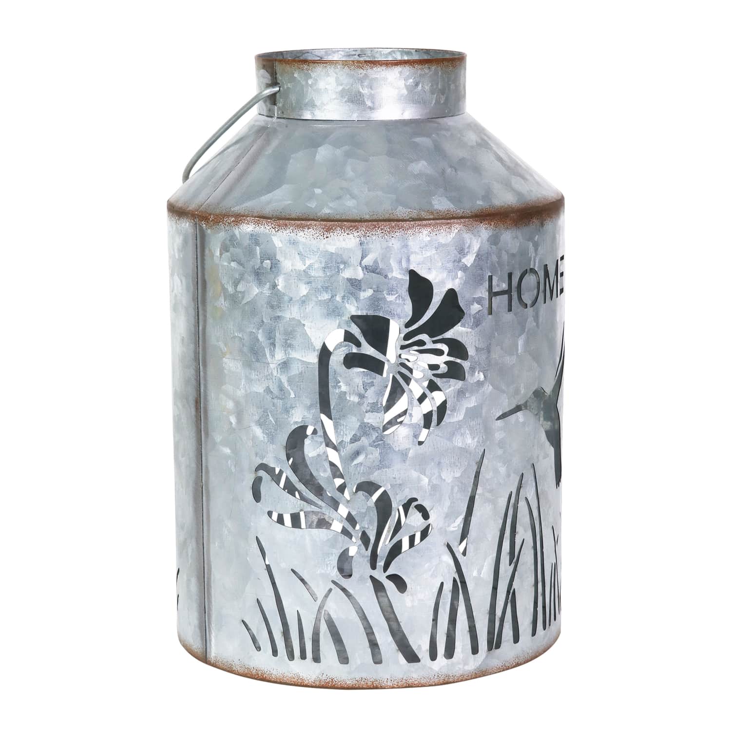 Exhart Stamped Metal Bird and Flower Lantern - Thumbnail 4