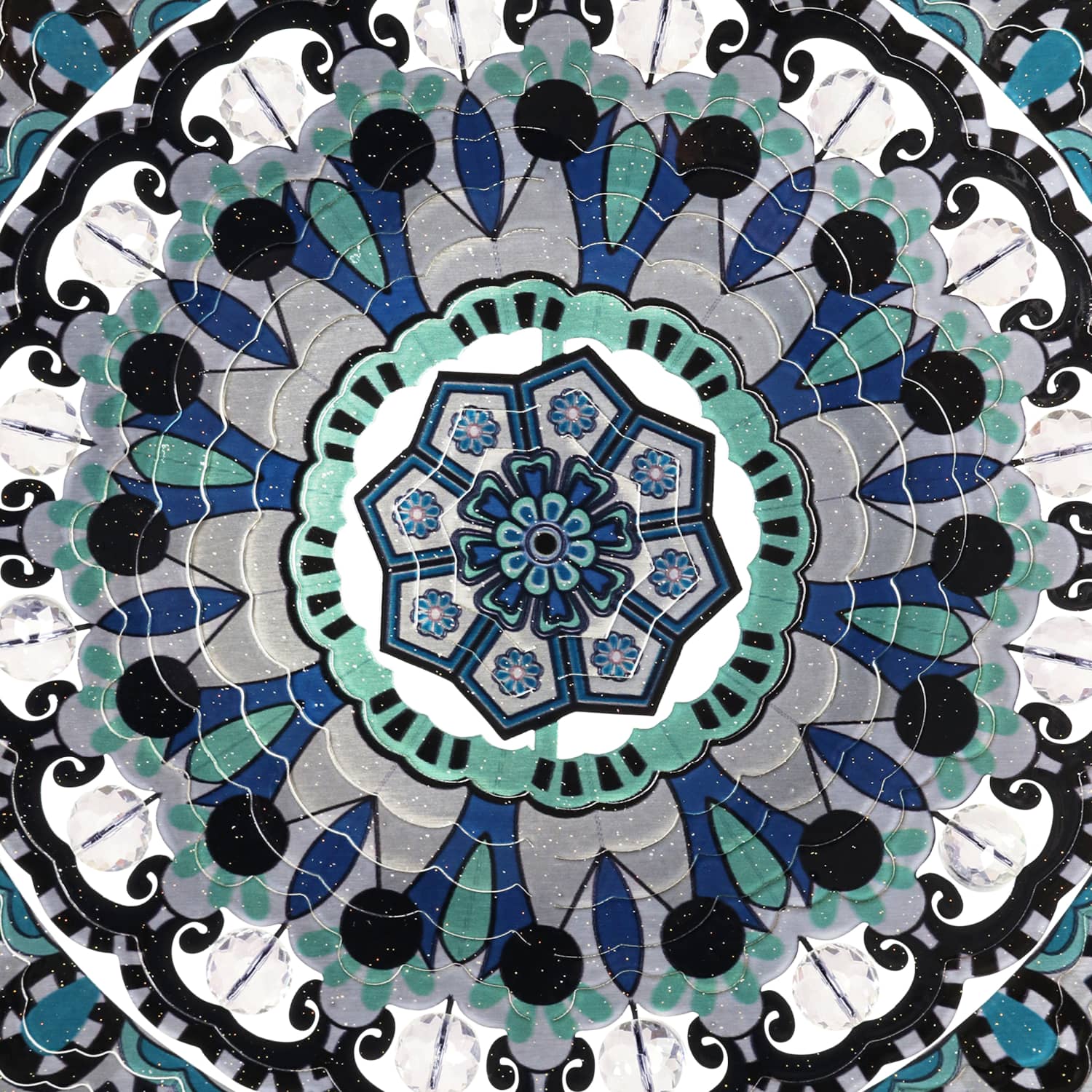 Laser Cut Mandala Hanging Wind Spinner with Bead Details - Thumbnail 5